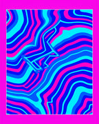 Vivid Blue Pink Abstract Swirls Rug