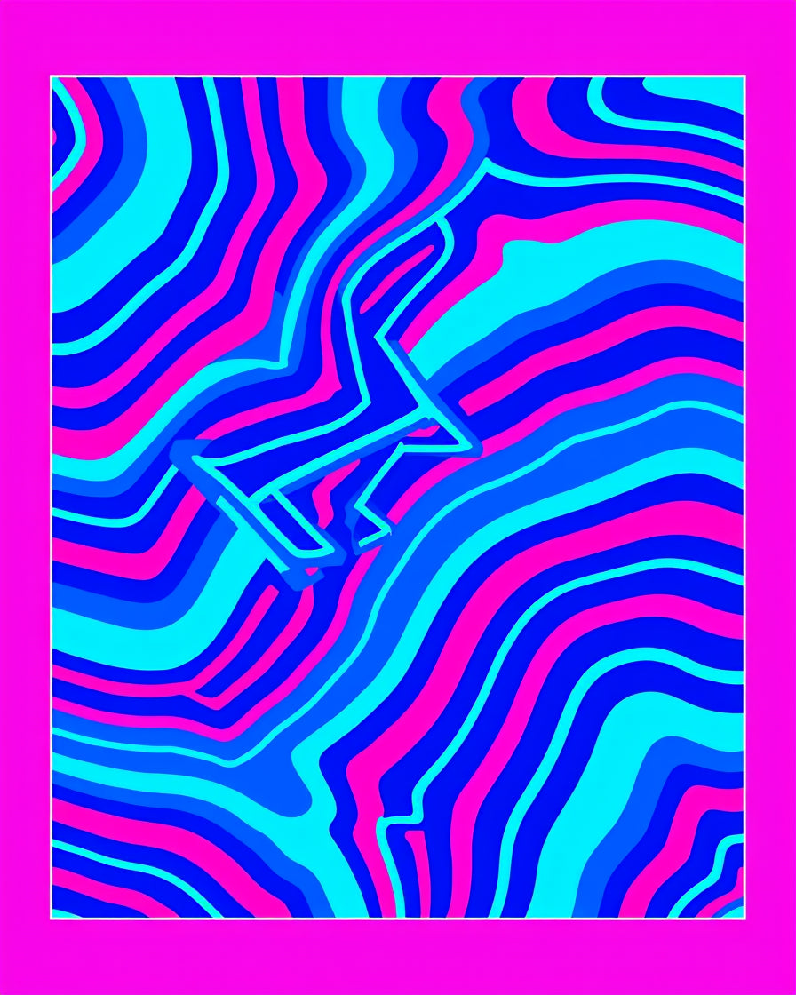 Vivid Blue Pink Abstract Swirls Rug
