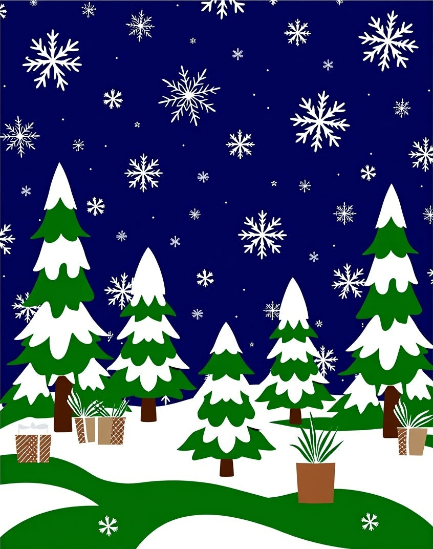 Winter Snow Forest Evergreen Gifts Rug