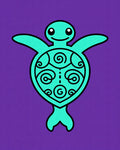 Turquoise Swirl Turtle Purple Background Rug