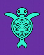 Turquoise Swirl Turtle Purple Background Rug