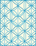 Banded Blue Abstract Floral Arrangement Rug