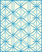 Banded Blue Abstract Floral Arrangement Rug