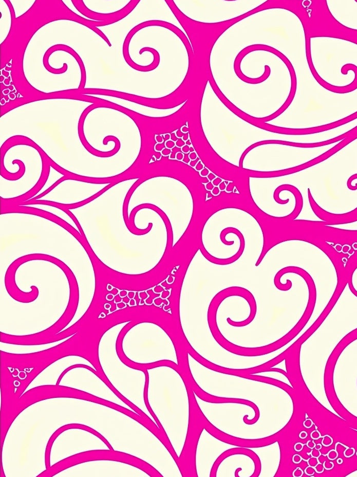 Vivid Pink Swirls Ivory Swatches Rug