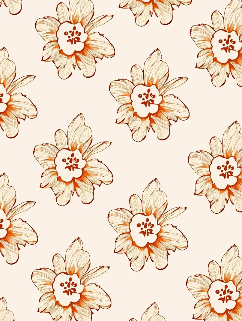 Caramel Floral Linear Sketch Rug
