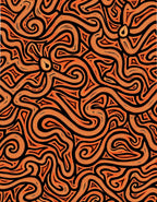 Vibrant Orange Swirl Abstract Rug