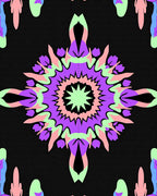 Pastel Mandala Starburst Black Rug