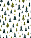 Evergreen Trees Gold Star Garland Rug