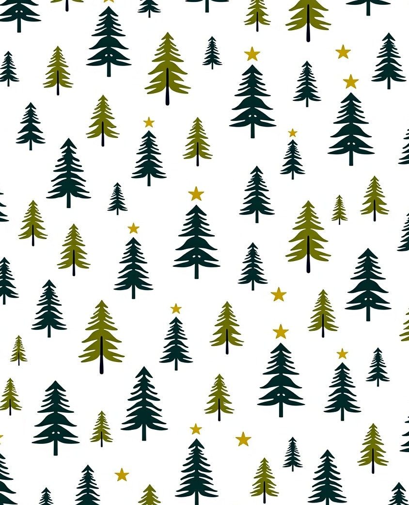 Evergreen Trees Gold Star Garland Rug