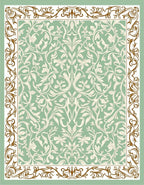 Pastel Green Floral Vine Inlay Rug