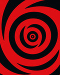 Vibrant Red Black Swirl Rug