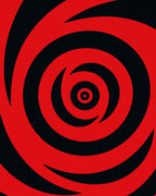 Vibrant Red Black Swirl Rug