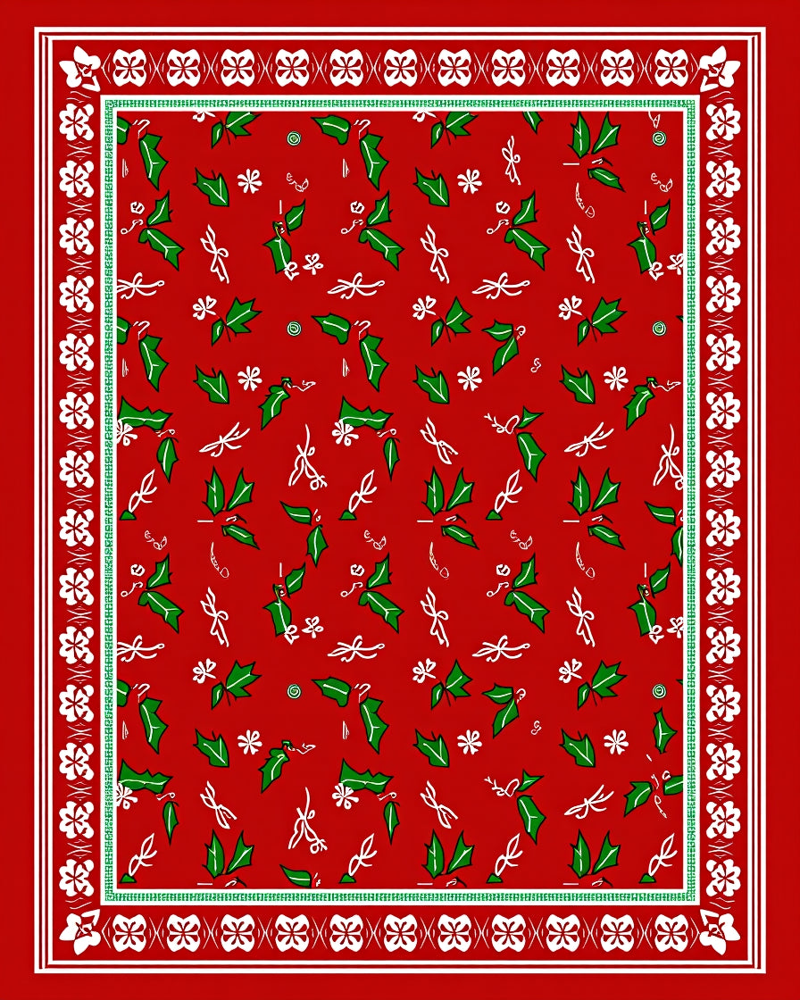 Red Holly Berry Garland Border Rug