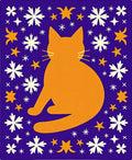 Orange Cat White Snowflakes Blue Sky Rug