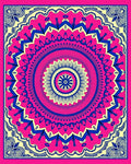 Vibrant Pink Blue Sunburst Mandala Rug