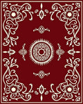 Maroon Floral Medallion Sunburst Center Rug