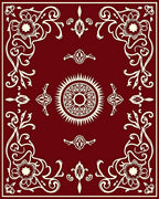 Maroon Floral Medallion Sunburst Center Rug