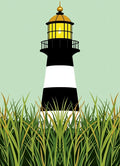 Coastal Grass and Lighthouse Scene Rug