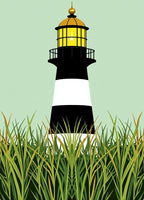 Coastal Grass and Lighthouse Scene Rug