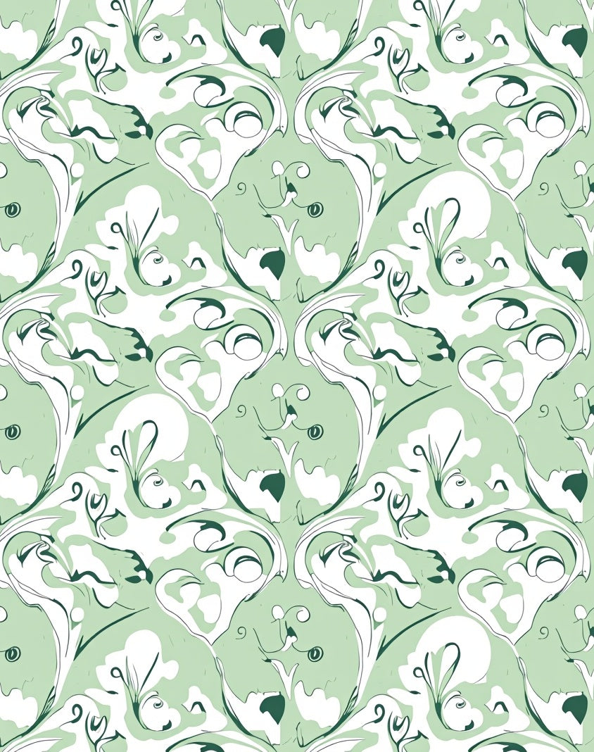 Mint Green Floral Swirl Harmony Rug