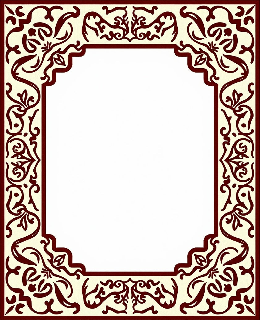 Crimson Floral Border Cream Background Rug