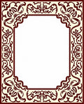 Crimson Floral Border Cream Background Rug