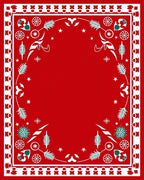 Festive Red White Evergreen Scatter Rug