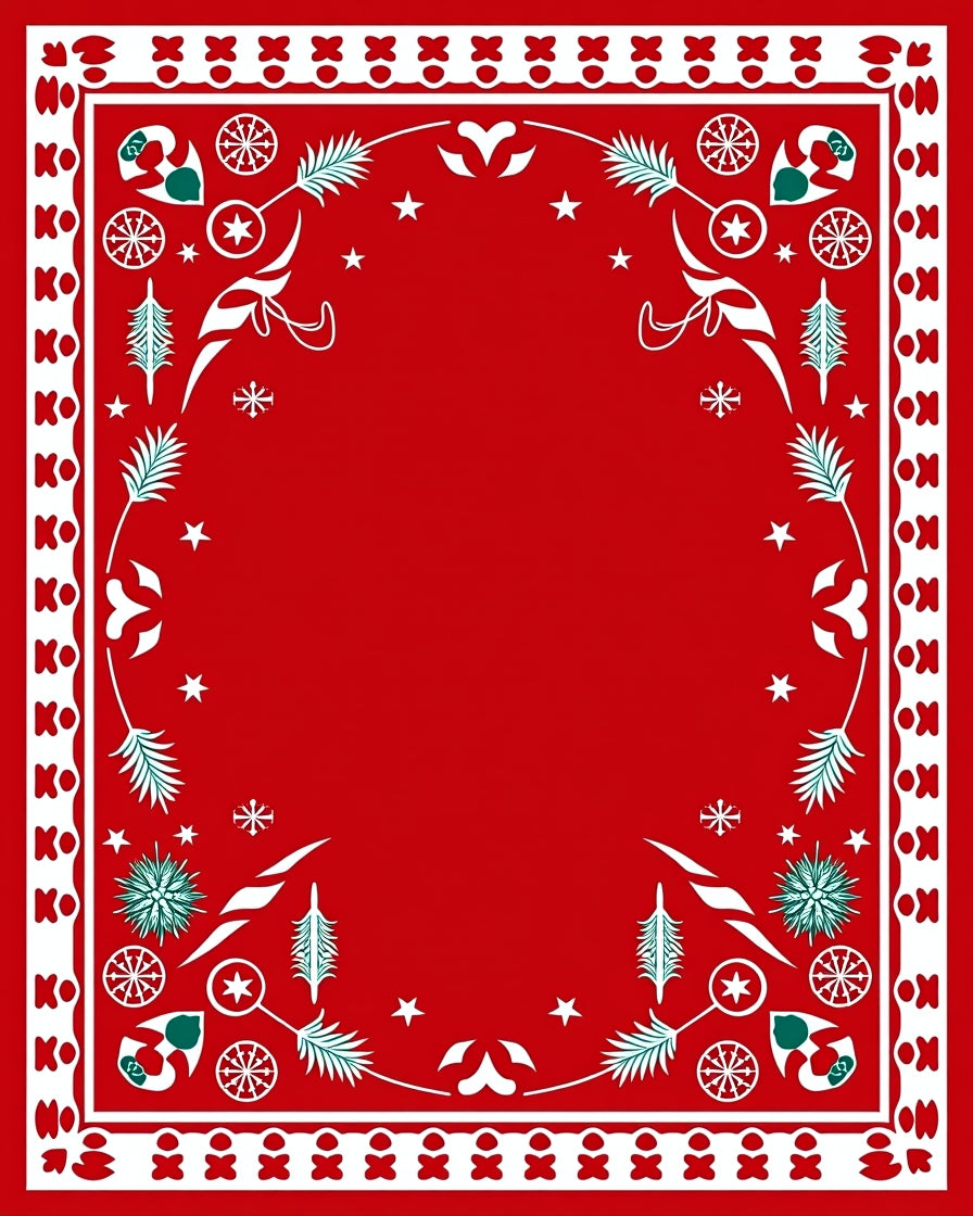 Festive Red White Evergreen Scatter Rug