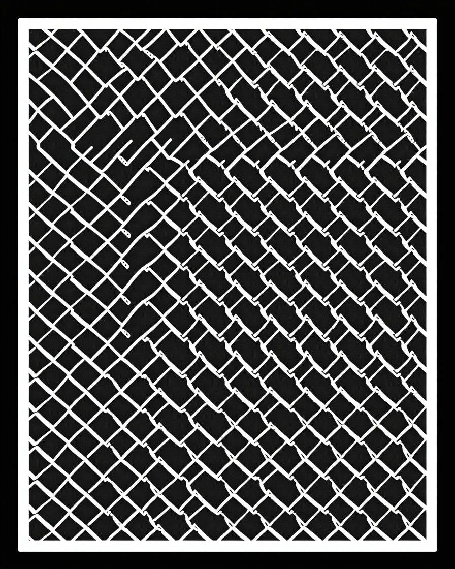 Black White Chain Link Graphic Rug
