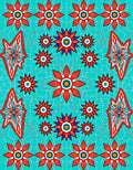 Crimson Red Floral Starburst Accents Rug