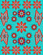 Crimson Red Floral Starburst Accents Rug