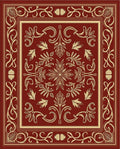 Rich Red Gold Floral Scroll Rug