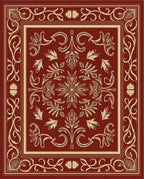 Rich Red Gold Floral Scroll Rug