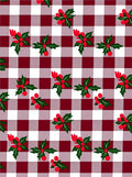 Deep Red White Gingham Holly Berries Rug