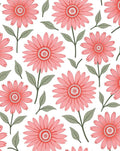 Coral Daisy Garden Art Rug