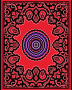 Vibrant Crimson Mandala With Purple Accents Rug