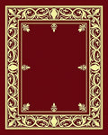 Ornate Crimson Gold Floral Border Rug