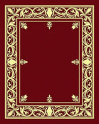 Ornate Crimson Gold Floral Border Rug