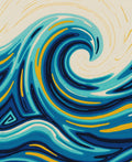 Oceanic Blue Swirl Gold Accents Rug