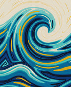 Oceanic Blue Swirl Gold Accents Rug
