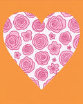 Sweet Pink Rose Heart Floral Rug