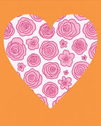 Sweet Pink Rose Heart Floral Rug