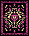 Vibrant Pink Yellow Mandala Flowers Rug