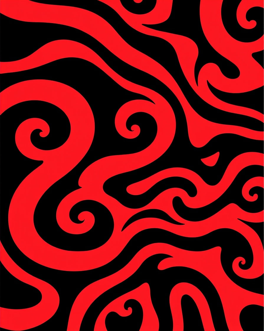 Bold Red Swirl Abstract Rug