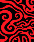 Bold Red Swirl Abstract Rug