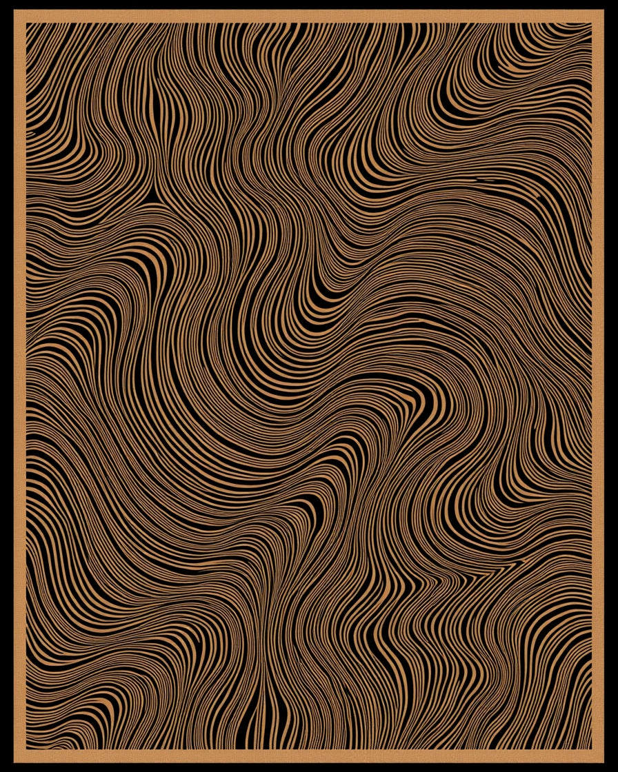 Warm Amber Wavy Stripe Rug