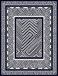 Bold Navy Geometric Labyrinth Border Rug