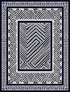 Bold Navy Geometric Labyrinth Border Rug
