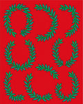 Red Green Laurel Wreath Round Collage Rug