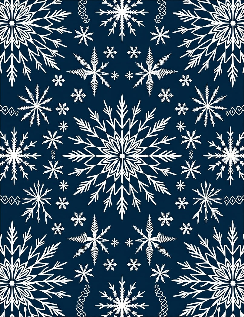 White Snowflakes on Navy Background Rug